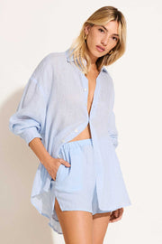 VITAMIN A Playa Solid Linen Oversized Coverup Shirt-The Shop Laguna Beach