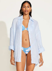 VITAMIN A Playa Solid Linen Oversized Coverup Shirt-The Shop Laguna Beach