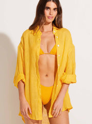VITAMIN A Playa Solid Linen Oversized Coverup Shirt - More Colors Available-The Shop Laguna Beach