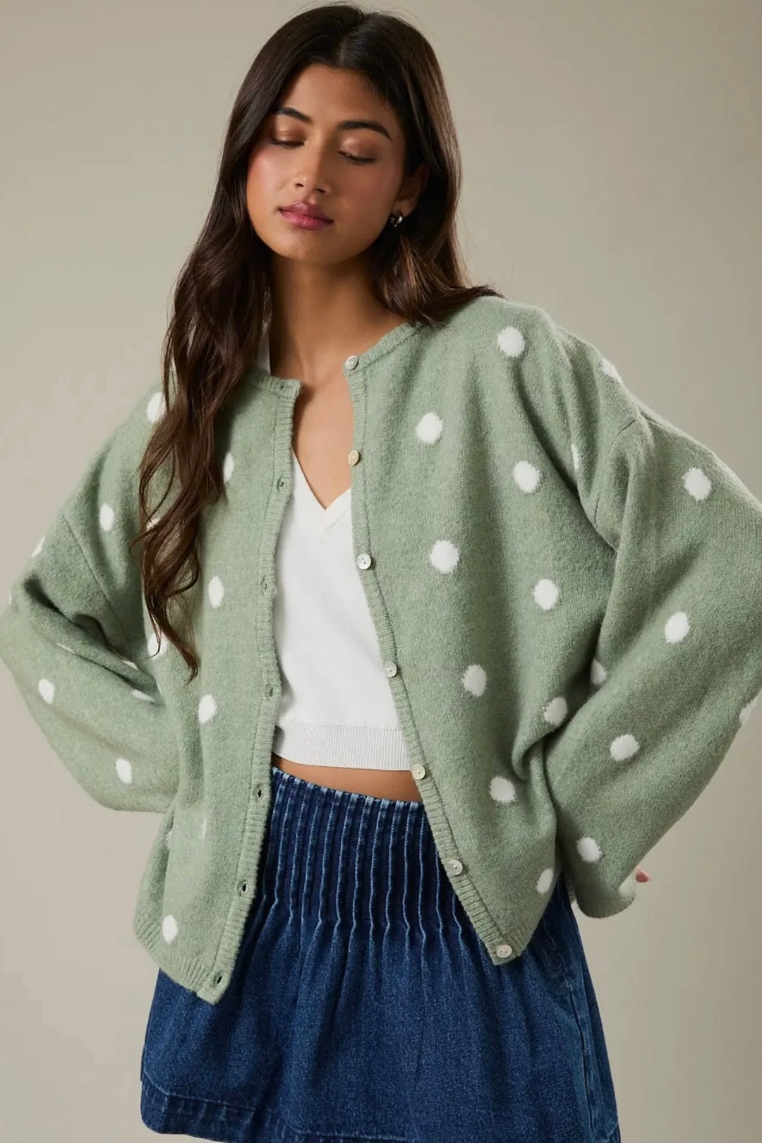 KEEN THE LABEL Acacia Polka Dot Cardigan-The Shop Laguna Beach