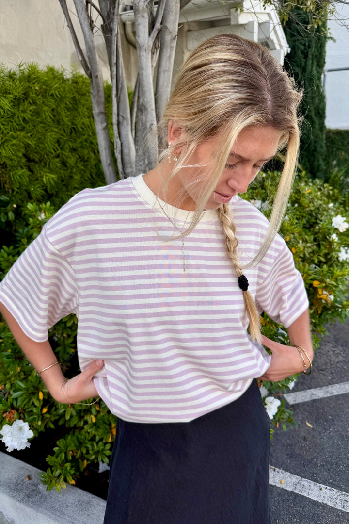 KEEN THE LABEL Katya Oversized Stripe Boxy Tee-The Shop Laguna Beach