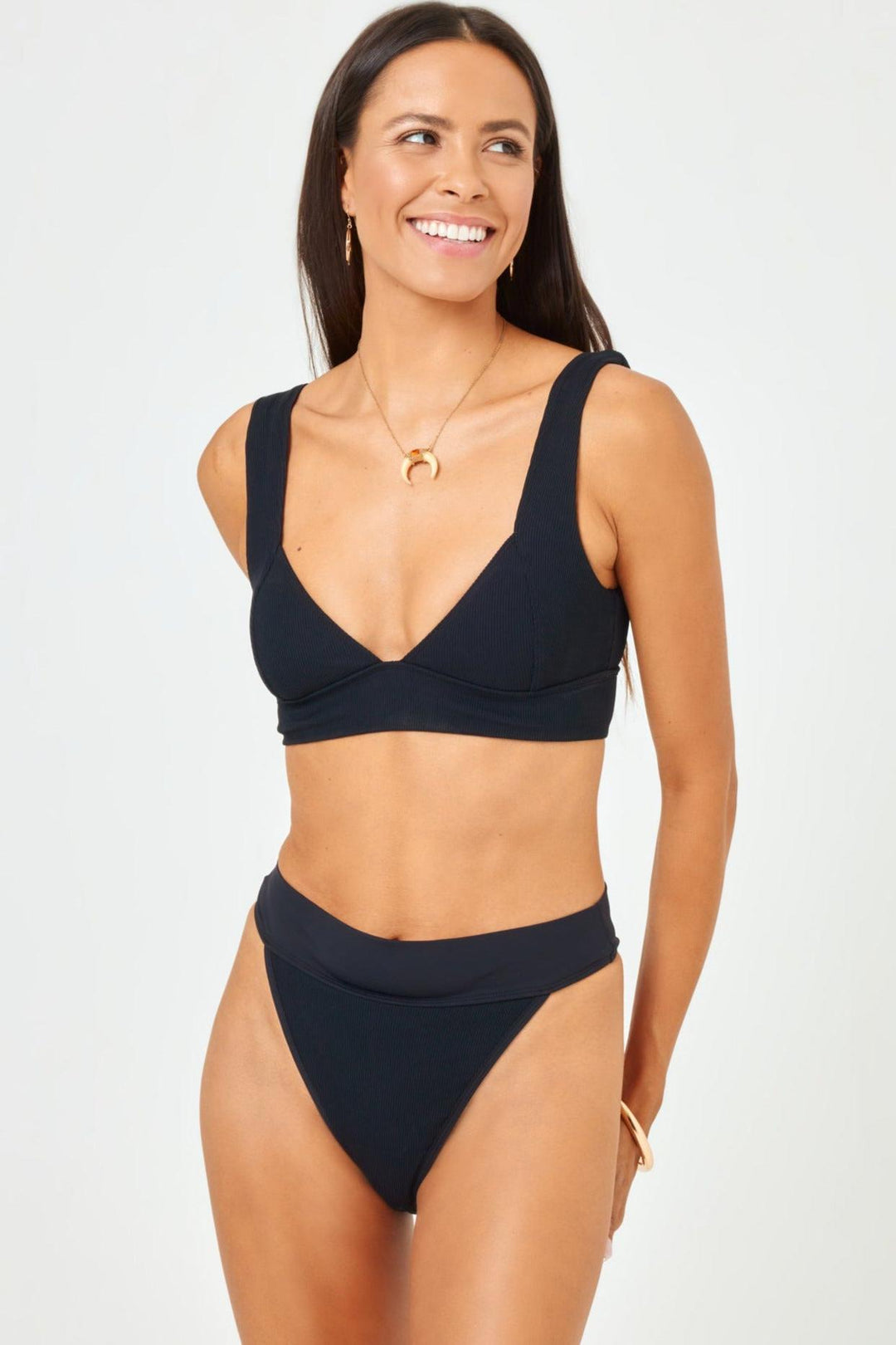 *Online Exclusive* LSPACE Hailey Rib Top - Black-The Shop Laguna Beach