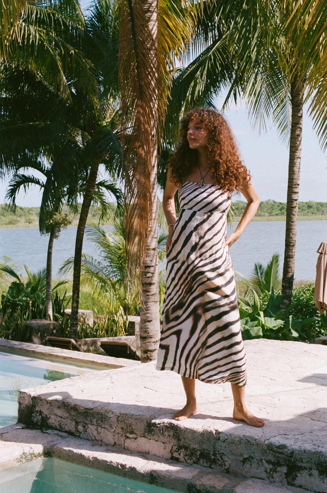 Vitamin A Arden Dress Shell Stripe Linen Shell Stripe Linen / M Vitamin A Arden Dress Shell Stripe Linen Shell Stripe Linen / M