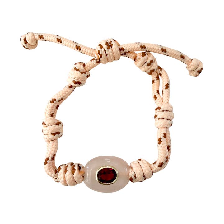 GEMELLI Elliot Cord Gemstone Bracelet - Cream-The Shop Laguna Beach