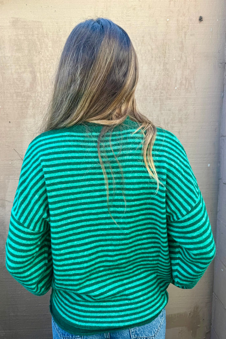 KEEN THE LABEL Braden Rolled Stripe Cardigan Sweater-The Shop Laguna Beach