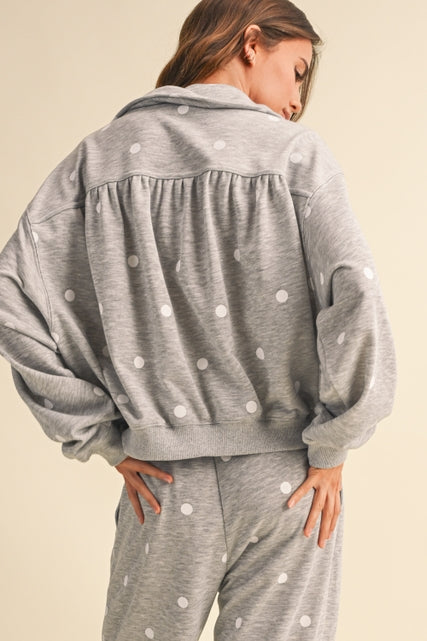 KEEN THE LABEL Marlow Polka Dot Half Zip Sweatshirt-The Shop Laguna Beach