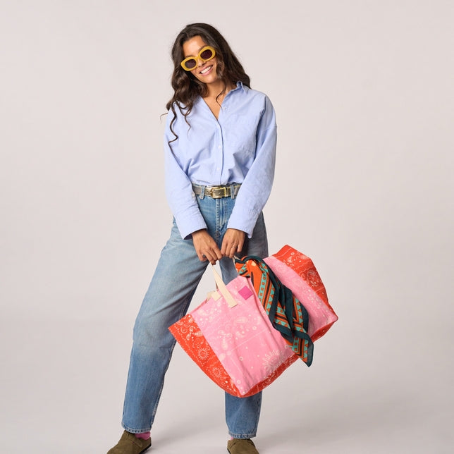 Jumbo Printed Organic Cotton Tote Bag - More Colors Available-The Shop Laguna Beach