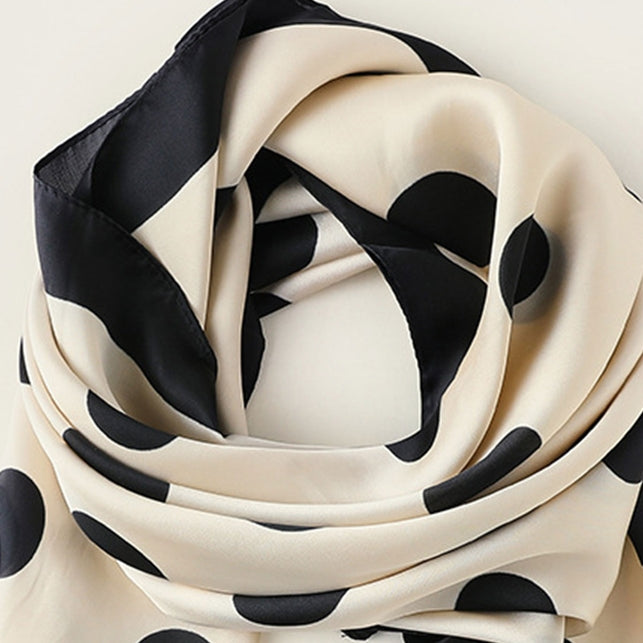 ACCITY Polka Dot Silky Scarf - Beige-The Shop Laguna Beach