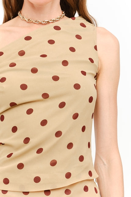 KEEN THE LABEL Misty Asymmetrical Polka Dot Top-The Shop Laguna Beach