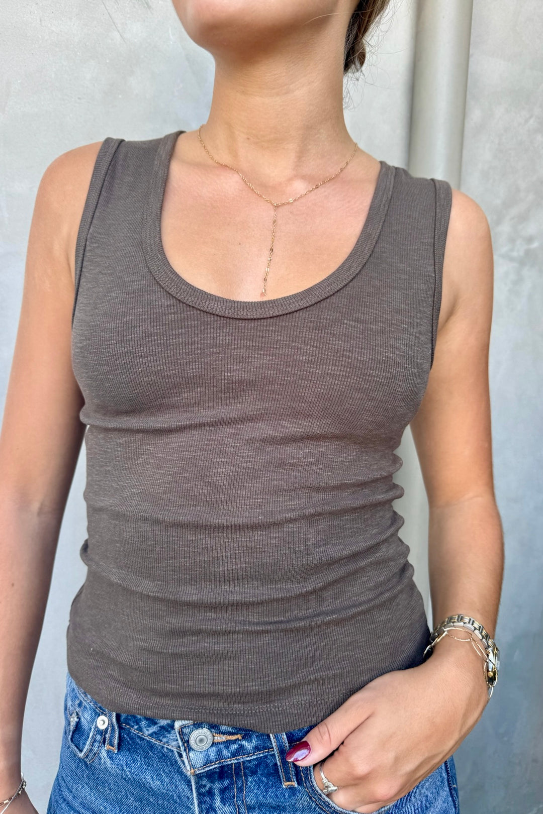 KEEN THE LABEL Alene U-Neck Rib Tank - More Colors Available-The Shop Laguna Beach