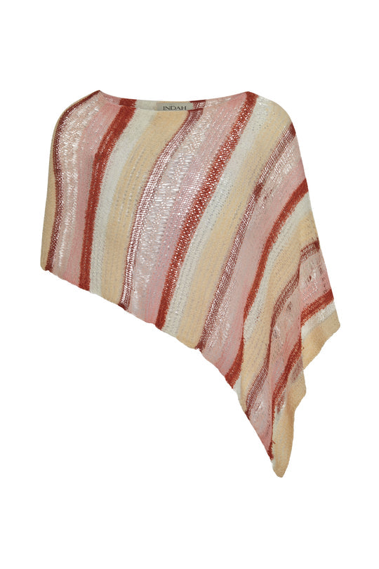 INDAH Gia Stripe Hand-Knit Poncho