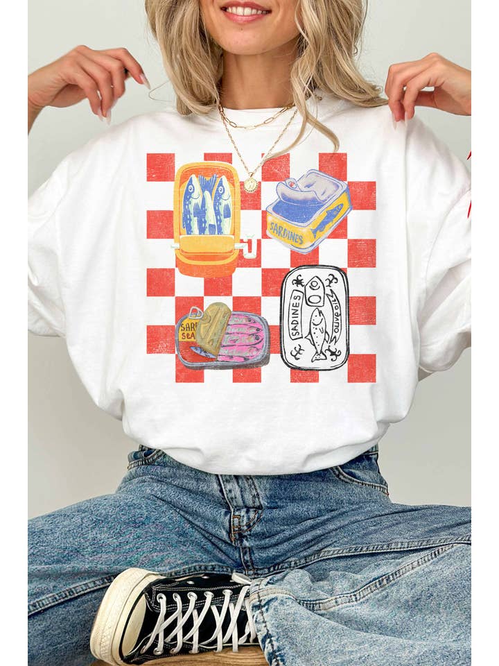 GOOD DAY STREET Checkered Sardines Oversized Tee-The Shop Laguna Beach
