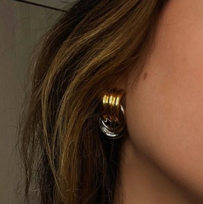 HOOP LA Double Knotted Two-Tone Door Knocker Earrings-The Shop Laguna Beach