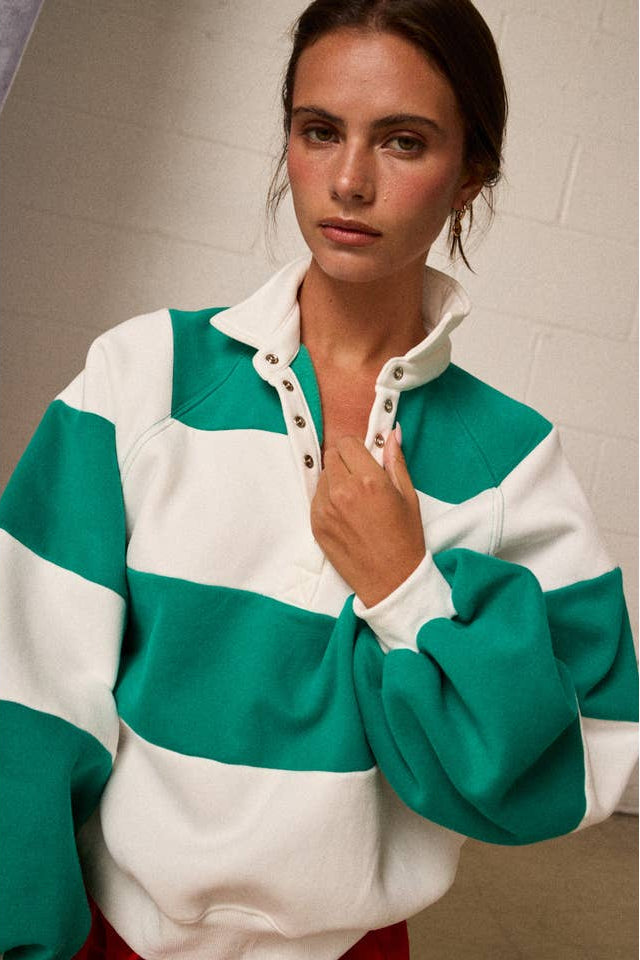 KEEN THE LABEL Keating Striped Rugby Pullover