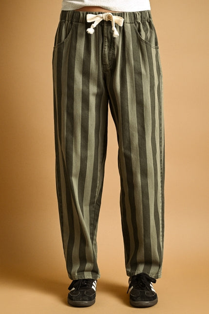 KEEN THE LABEL Trisha Striped Twill Barrel Pant