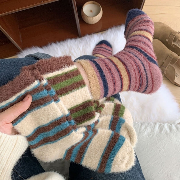 ACCITY Striped Plush Winter Socks - More Colors Available-The Shop Laguna Beach