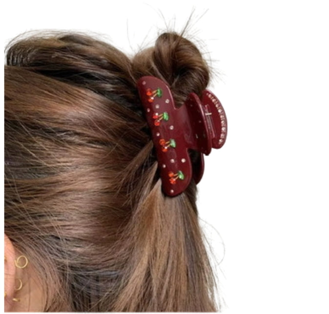 Embellished Cherry Claw Clip - More Colors Available
