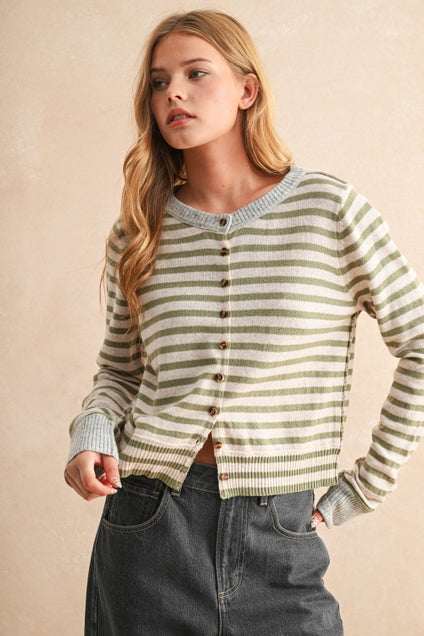 KEEN THE LABEL Carolyn Striped Cardigan Sweater