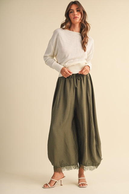 KEEN THE LABEL Darci Lace Trim Barrel Pant-The Shop Laguna Beach