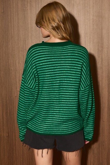 KEEN THE LABEL Braden Rolled Stripe Cardigan Sweater