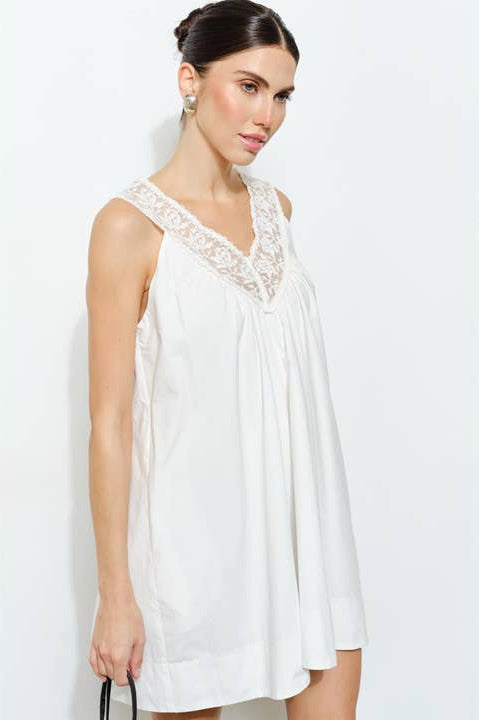 KEEN THE LABEL Venita Lace-Neck Mini Dress-The Shop Laguna Beach