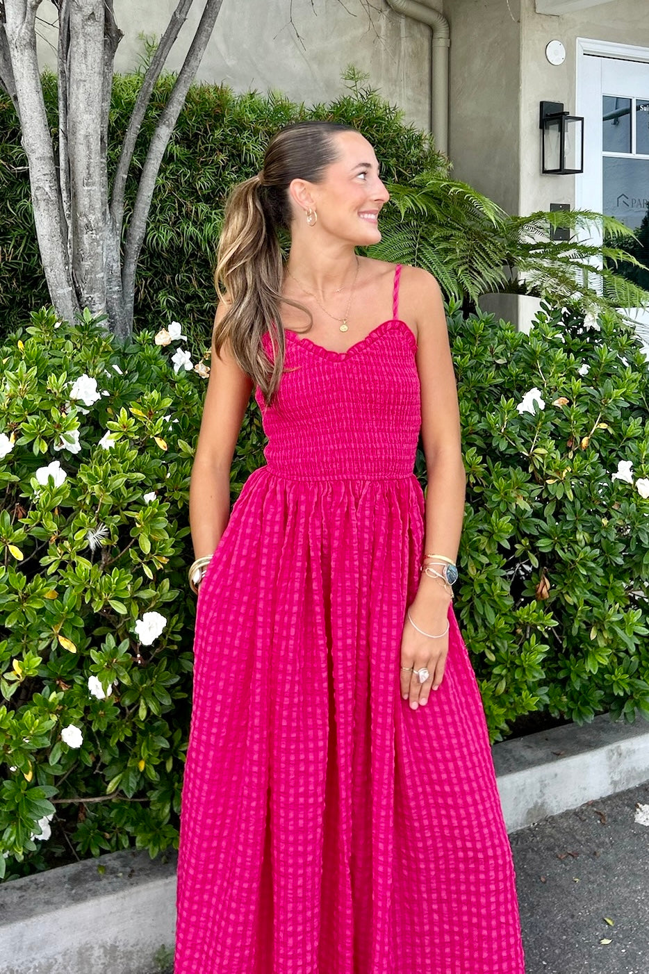 KEEN THE LABEL Della Gingham Midi Dress-The Shop Laguna Beach
