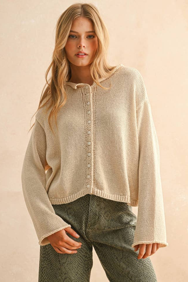 KEEN THE LABEL Hadley Rolled-Edge Cardigan - More Colors Available-The Shop Laguna Beach