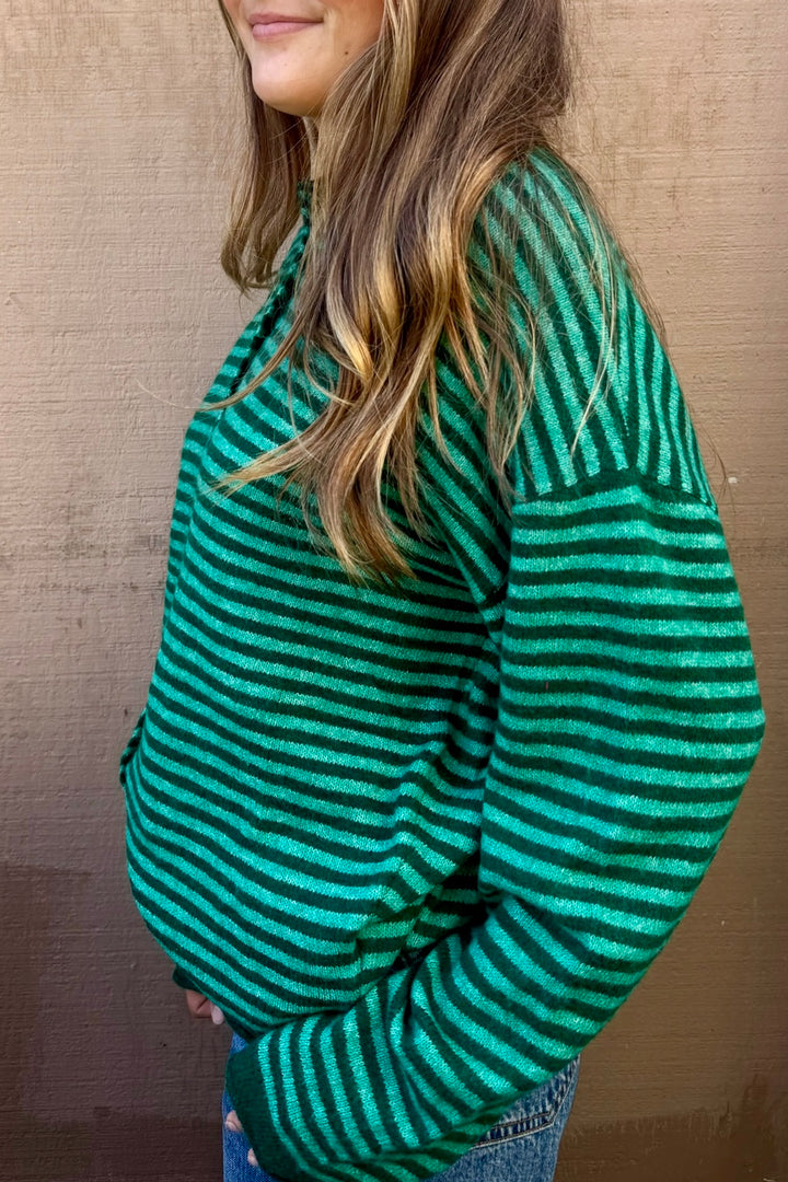 KEEN THE LABEL Braden Rolled Stripe Cardigan Sweater-The Shop Laguna Beach