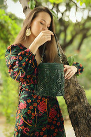 Emerald Eden Beaded Bucket Bag-The Shop Laguna Beach