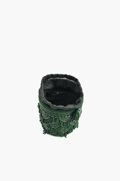 Emerald Eden Beaded Bucket Bag-The Shop Laguna Beach