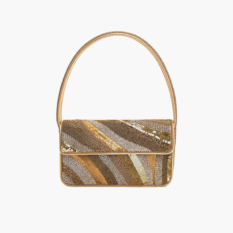 Golden Glam Beaded Shoulder Bag-The Shop Laguna Beach