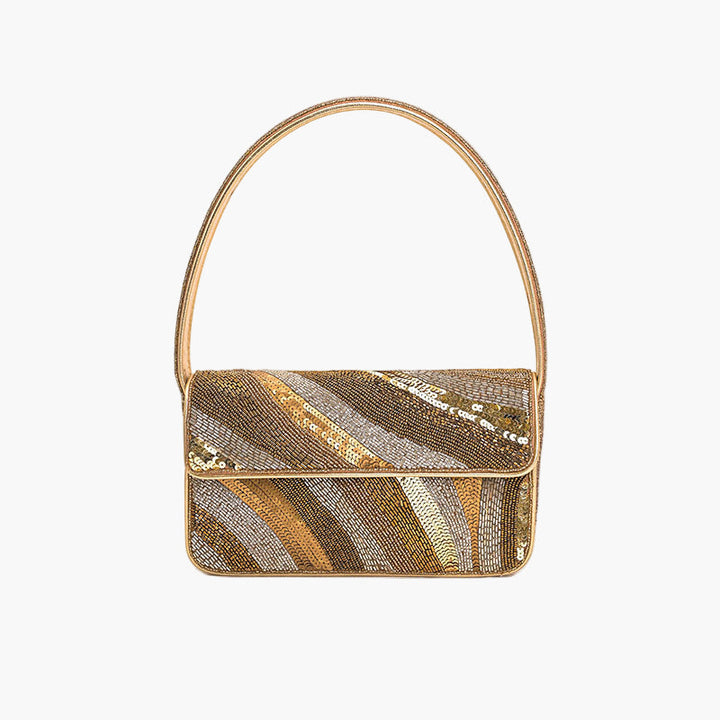 Golden Glam Beaded Shoulder Bag-The Shop Laguna Beach