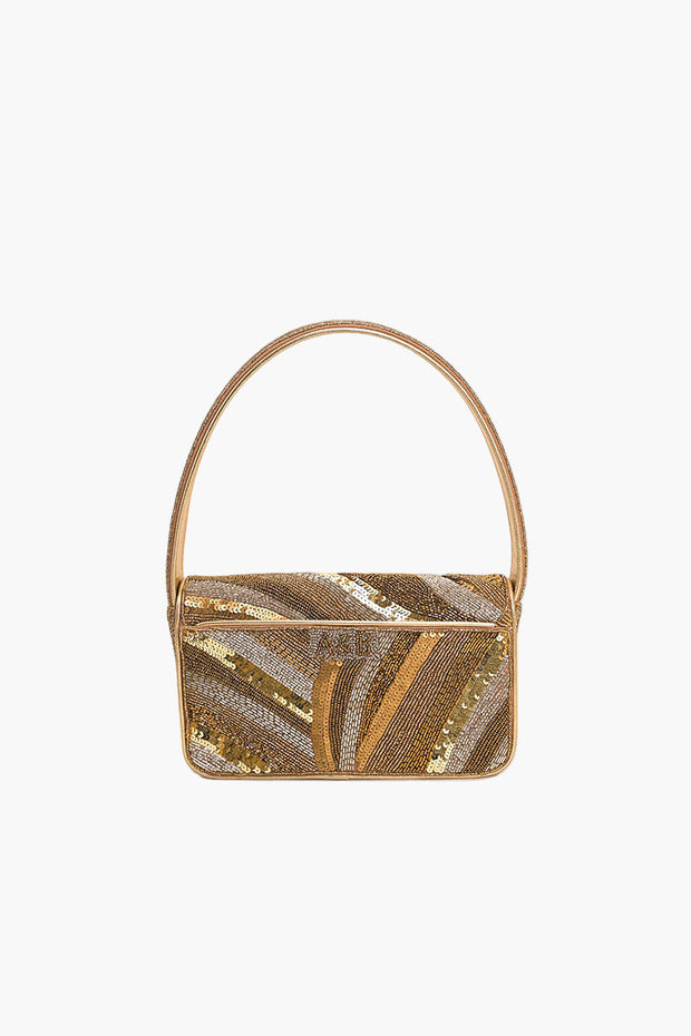 Golden Glam Beaded Shoulder Bag-The Shop Laguna Beach