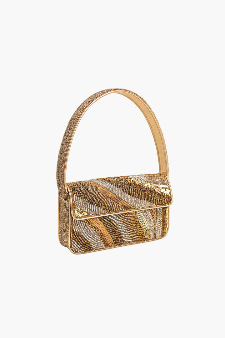 Golden Glam Beaded Shoulder Bag-The Shop Laguna Beach