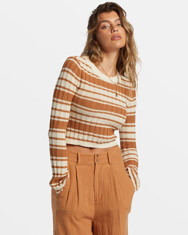 BILLABONG Clare Stripe Crop Sweater-The Shop Laguna Beach