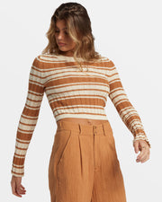 BILLABONG Clare Stripe Crop Sweater-The Shop Laguna Beach