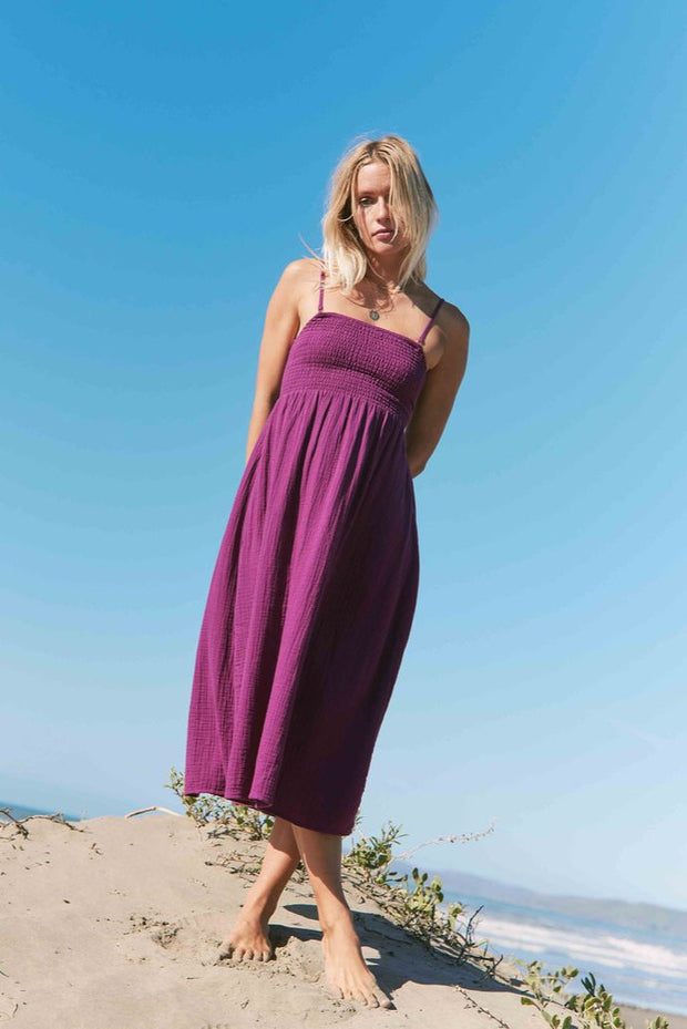 BILLABONG Off the Coast Smocked Cotton Midi Dress-The Shop Laguna Beach