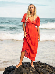 BILLABONG Love Fade Puff Sleeve Midi Dress-The Shop Laguna Beach