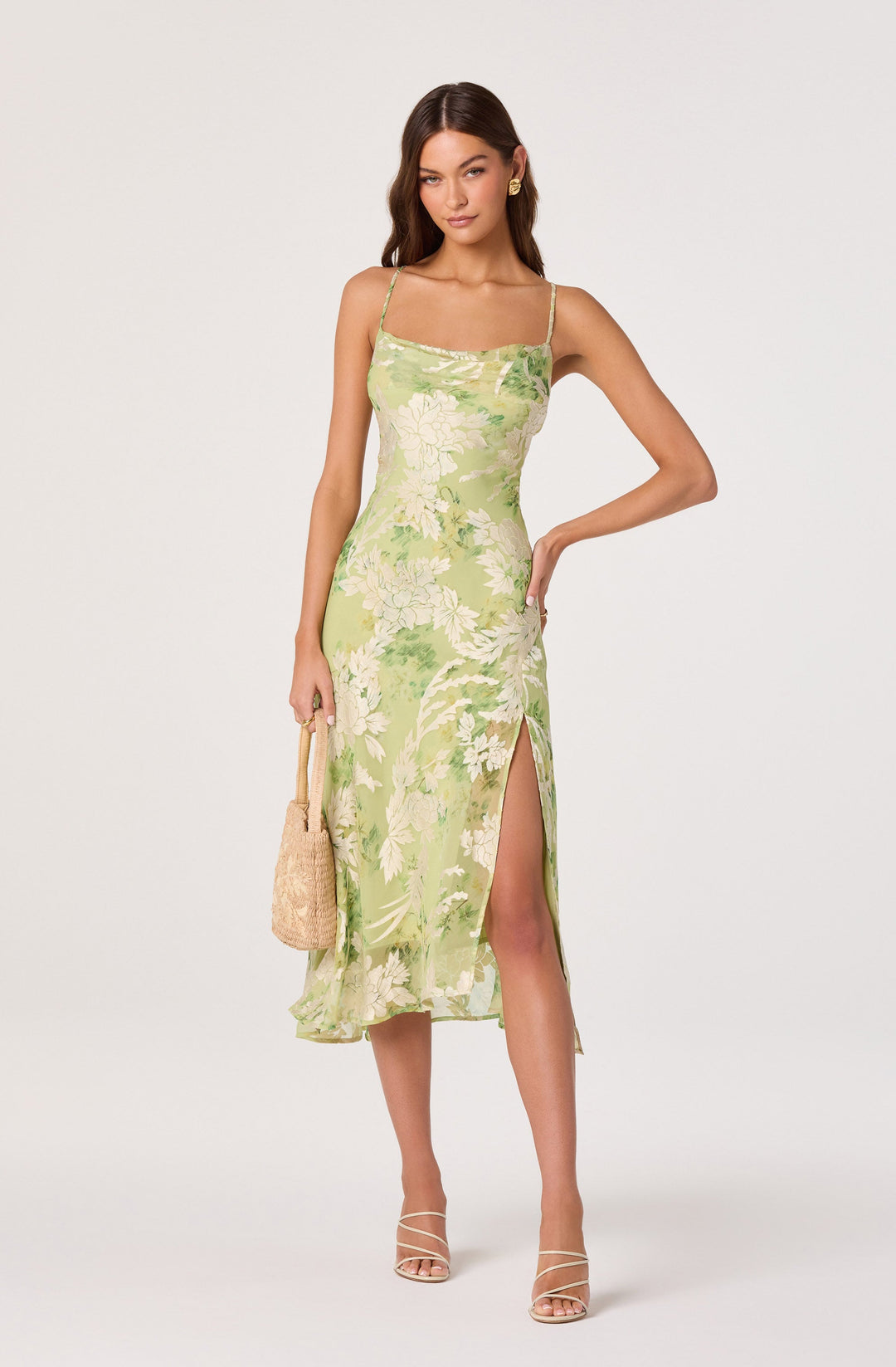 ASTR THE LABEL Gaia Velvet Burnout Midi Dress