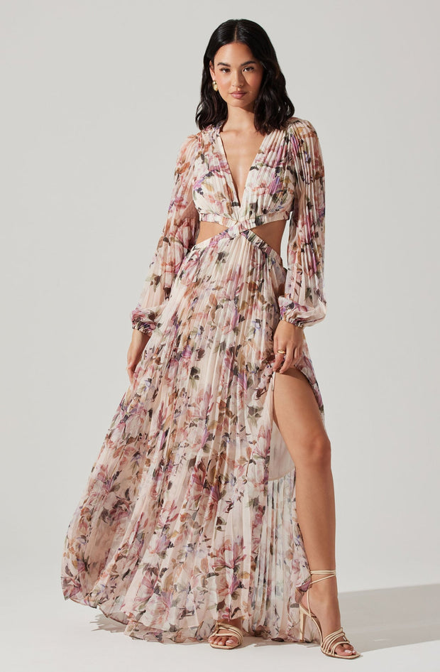 ASTR THE LABEL Revery Floral Pleated Maxi Dress-The Shop Laguna Beach