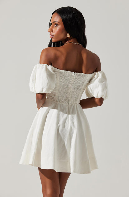 ASTR THE LABEL Ula Off-Shoulder Mini Dress • White | The Shop Laguna Beach