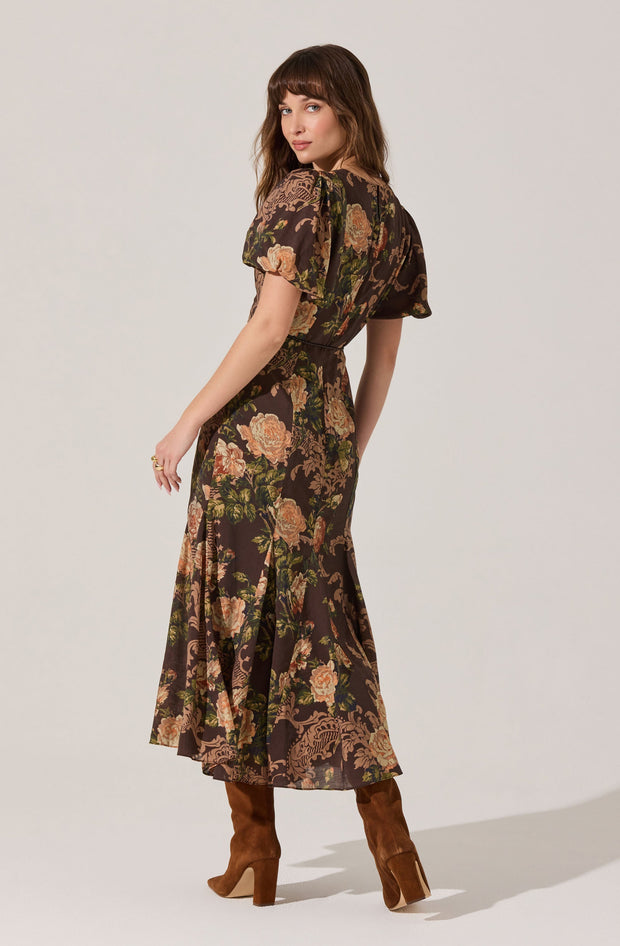 ASTR THE LABEL Lavena Puff-Sleeve Midi Dress-The Shop Laguna Beach