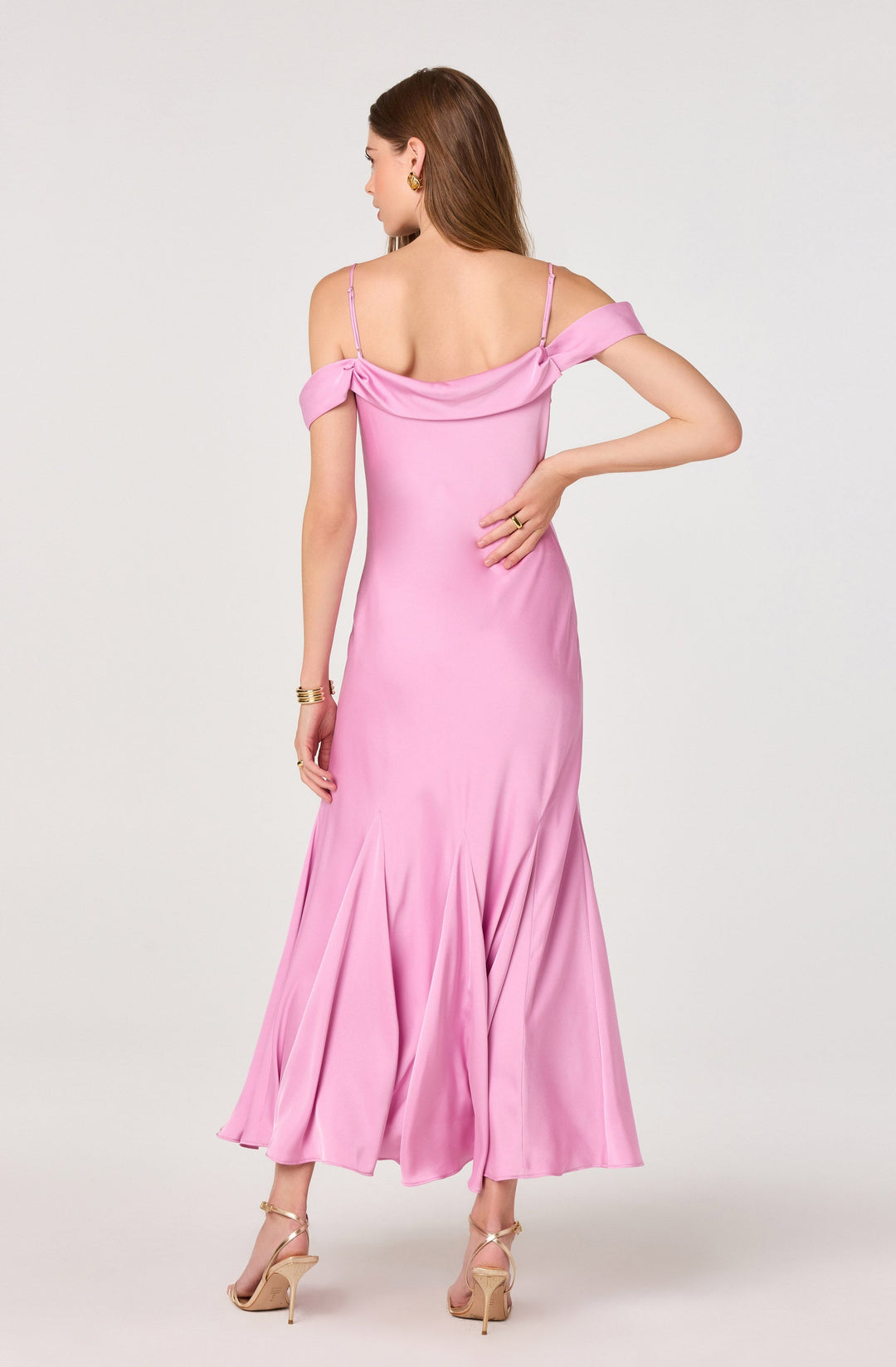 ASTR THE LABEL Araxie Satin Off-Shoulder Midi Dress-The Shop Laguna Beach