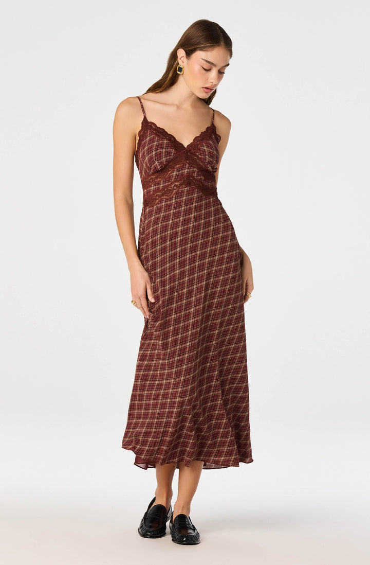 ASTR THE LABEL Carin Plaid Midi Dress