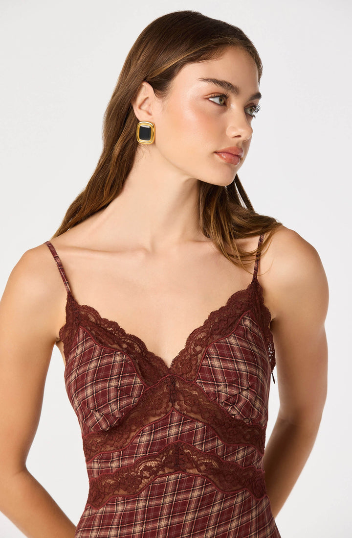 ASTR THE LABEL Carin Plaid Midi Dress