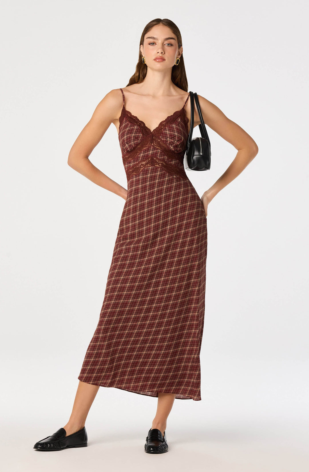 ASTR THE LABEL Carin Plaid Midi Dress