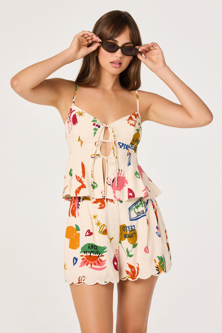 ASTR THE LABEL Margo Printed Scallop Short-The Shop Laguna Beach