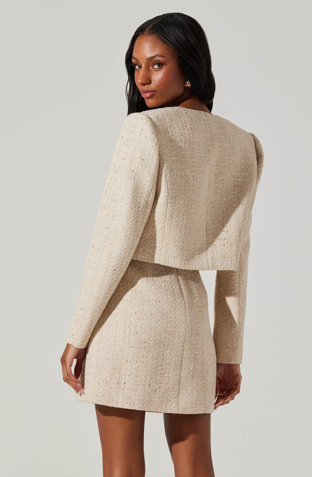 ASTR THE LABEL Milena Tweed Crop Jacket-The Shop Laguna Beach