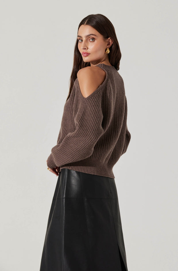 ASTR THE LABEL Millicent Cold-Shoulder Sweater-The Shop Laguna Beach