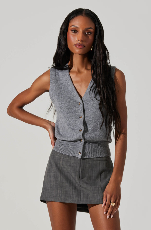 ASTR THE LABEL Eira Buttoned Sweater Vest-The Shop Laguna Beach